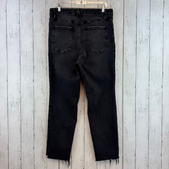 Good American Black271 Classic Slim-Straight Raw Step-Hem Jeans Plus Size 15 - Picture 6 of 14